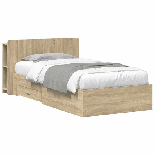Telaio del letto con storage Rovere Sonoma 100 x 200 cm | homemem39