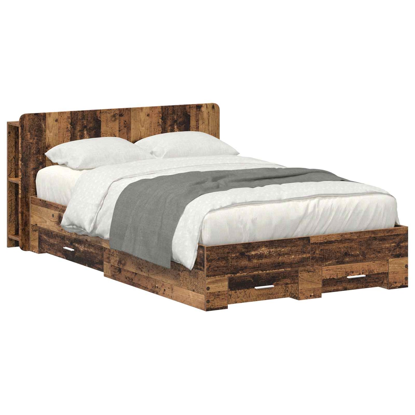 Telaio del letto con storage Legno antico 120 x 190 cm | homemem39