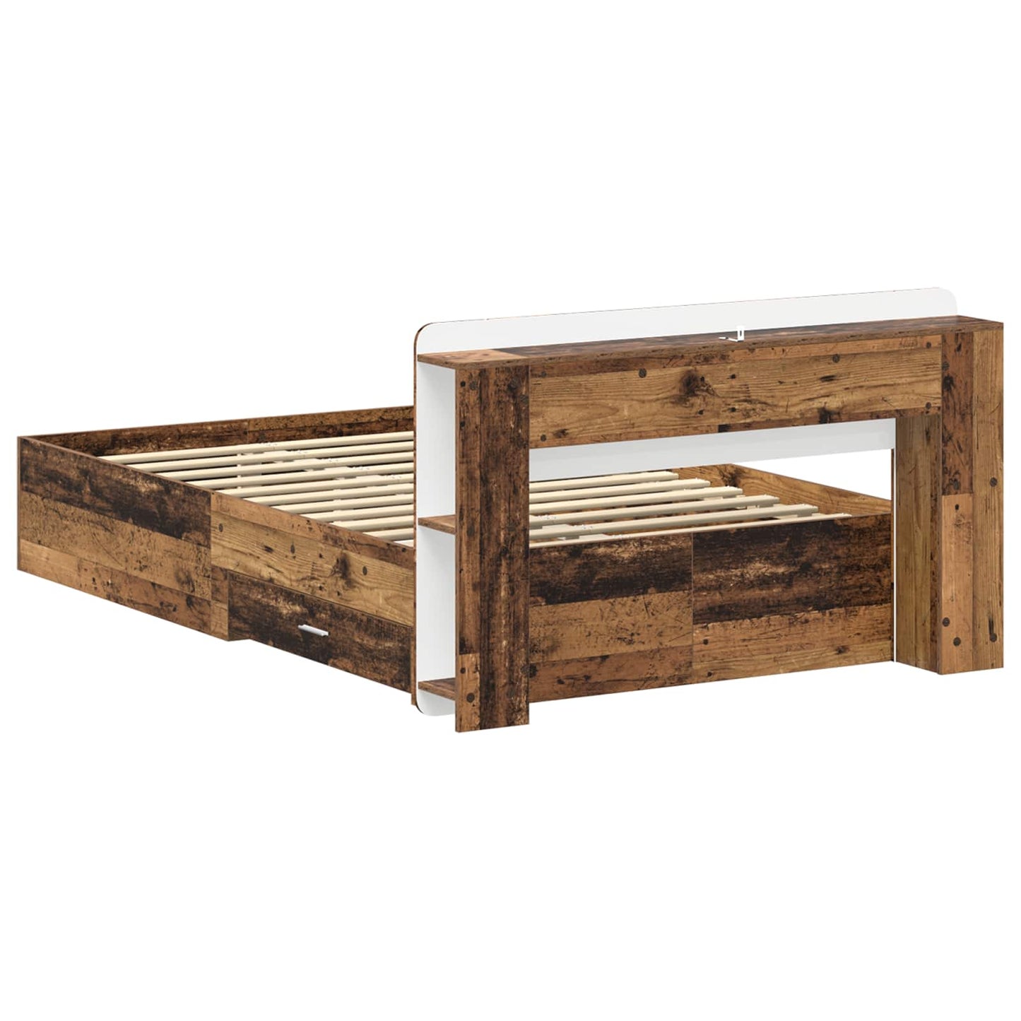 Telaio del letto con storage Legno antico 120 x 190 cm | homemem39