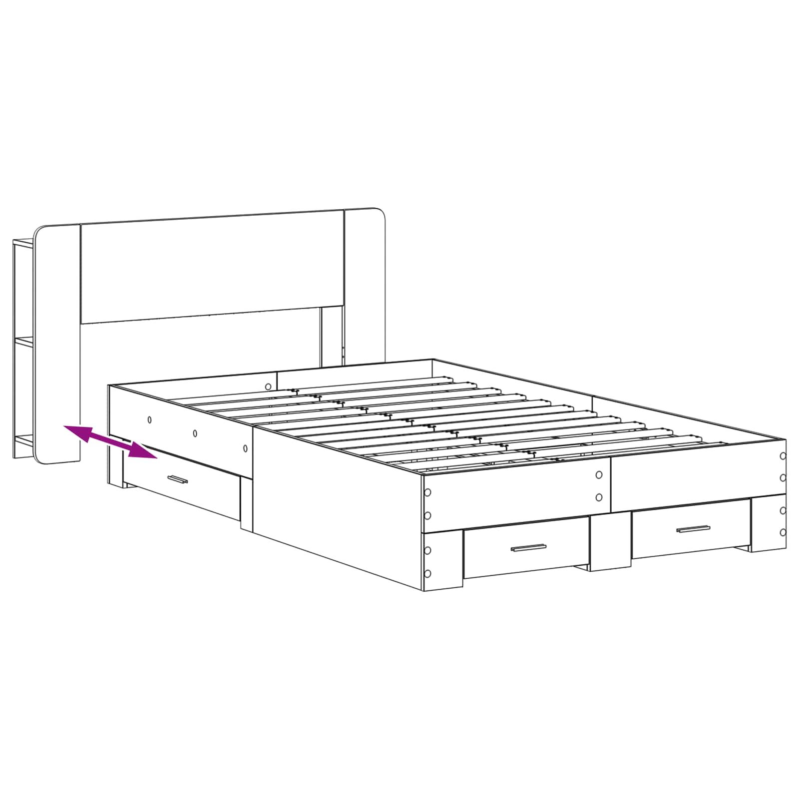 Telaio del letto con storage Legno antico 120 x 190 cm | homemem39