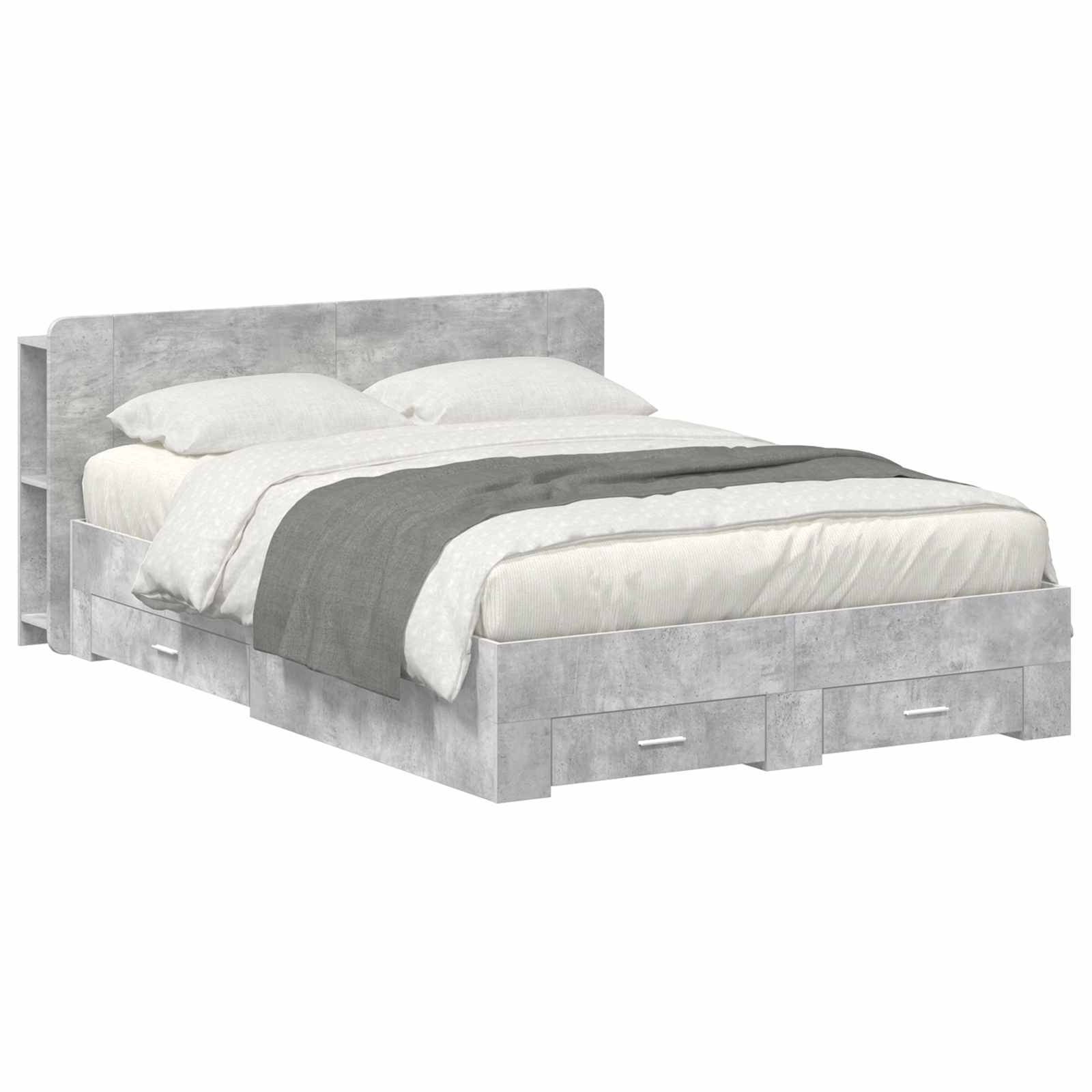 Telaio del letto con storage Grigio Cemento 150 x 200 cm | homemem39
