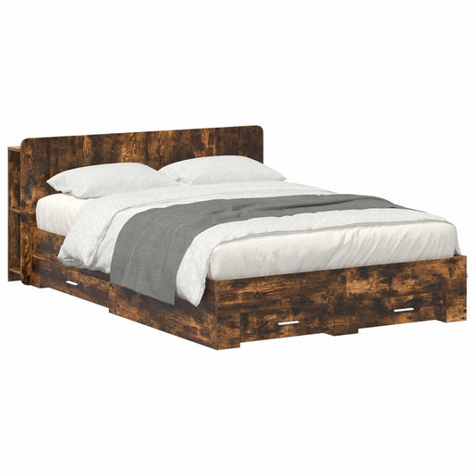 Telaio del letto con storage Rovere Fumo 150 x 200 cm | homemem39