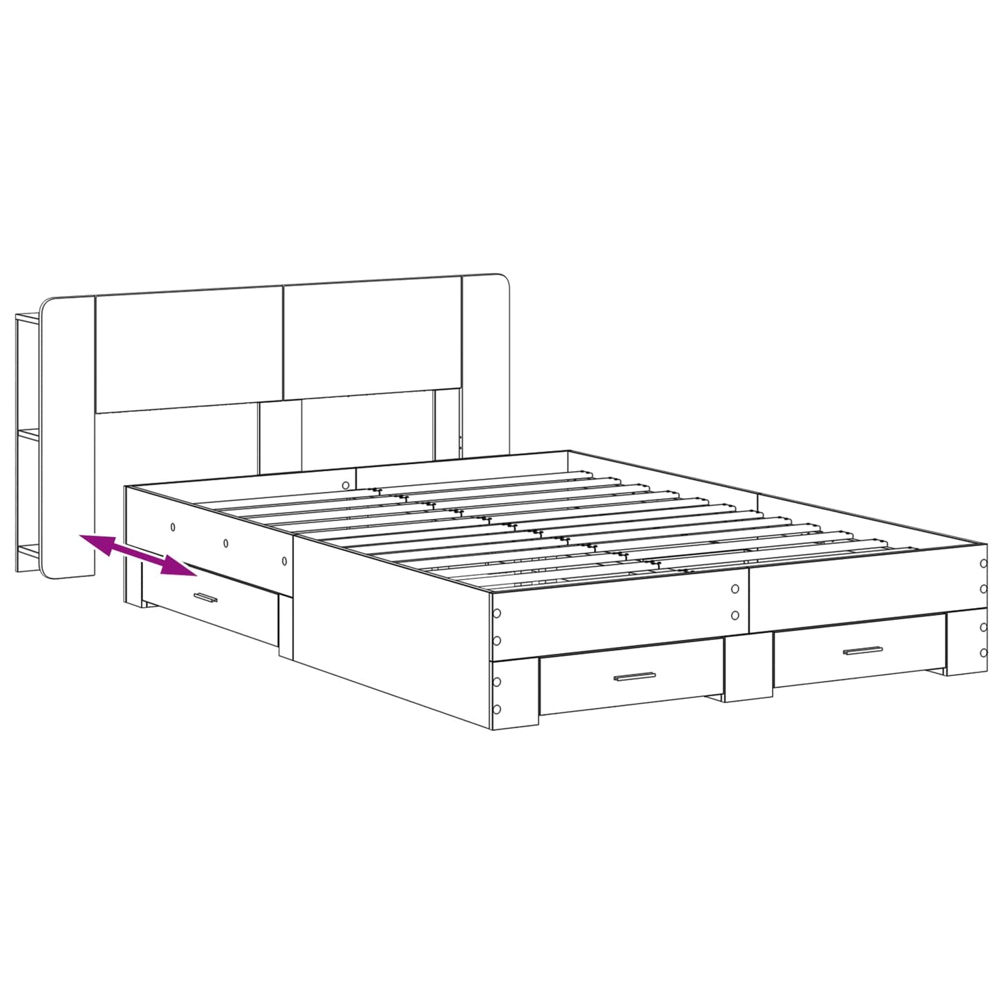Telaio del letto con storage Grigio Cemento 160 x 200 cm | homemem39