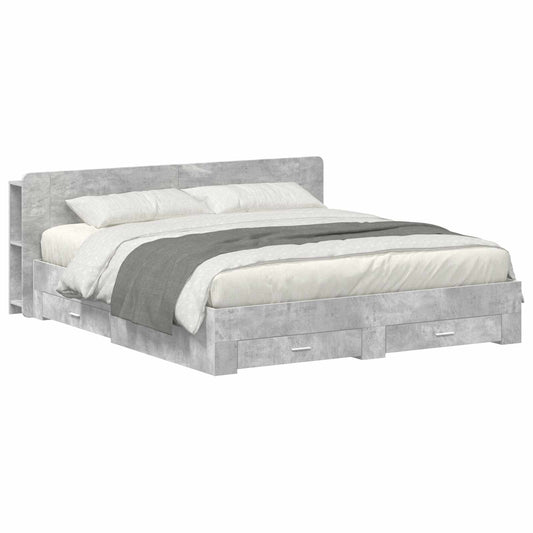 Telaio del letto con storage Grigio Cemento 200 x 200 cm | homemem39