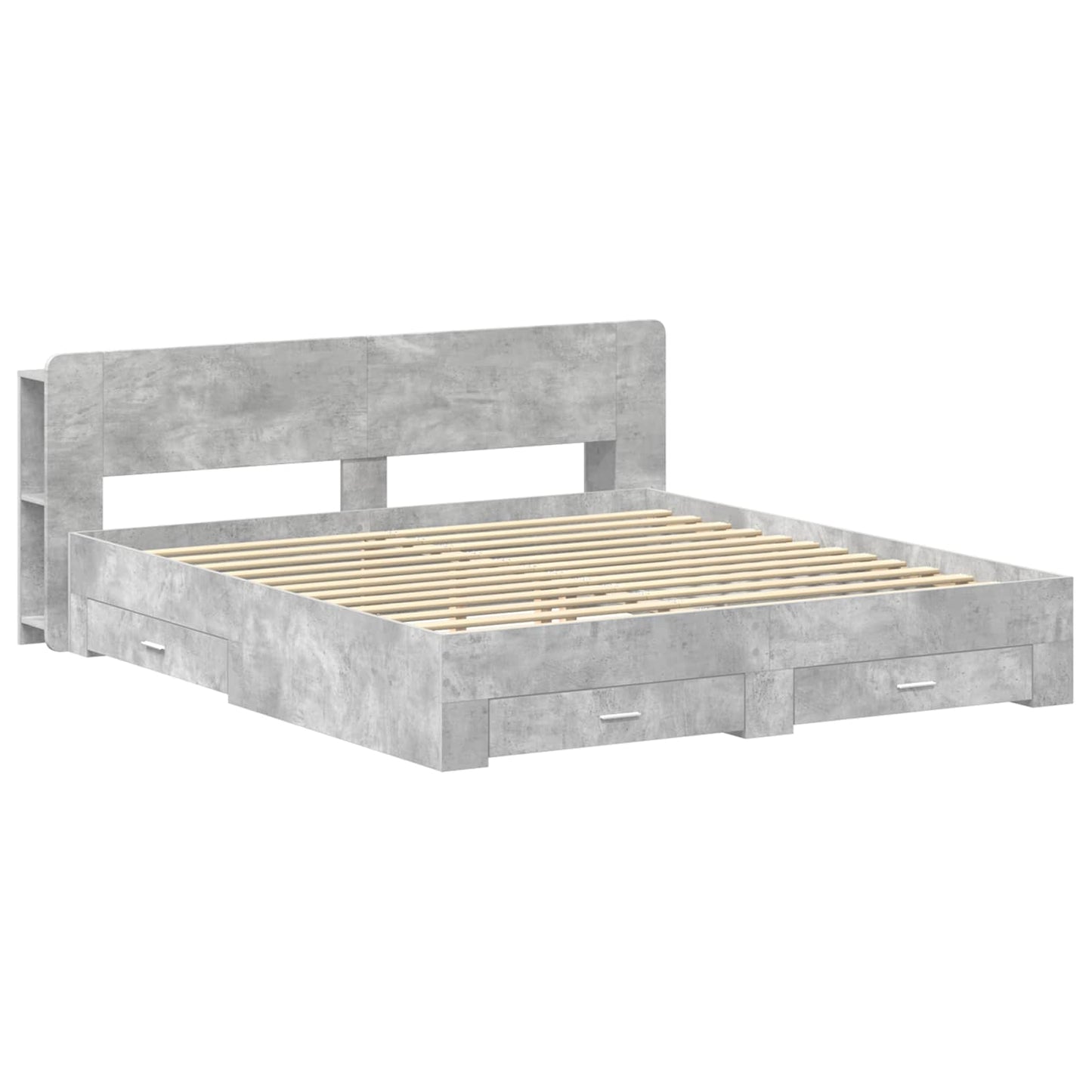 Telaio del letto con storage Grigio Cemento 200 x 200 cm | homemem39