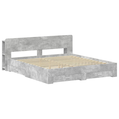 Telaio del letto con storage Grigio Cemento 200 x 200 cm | homemem39