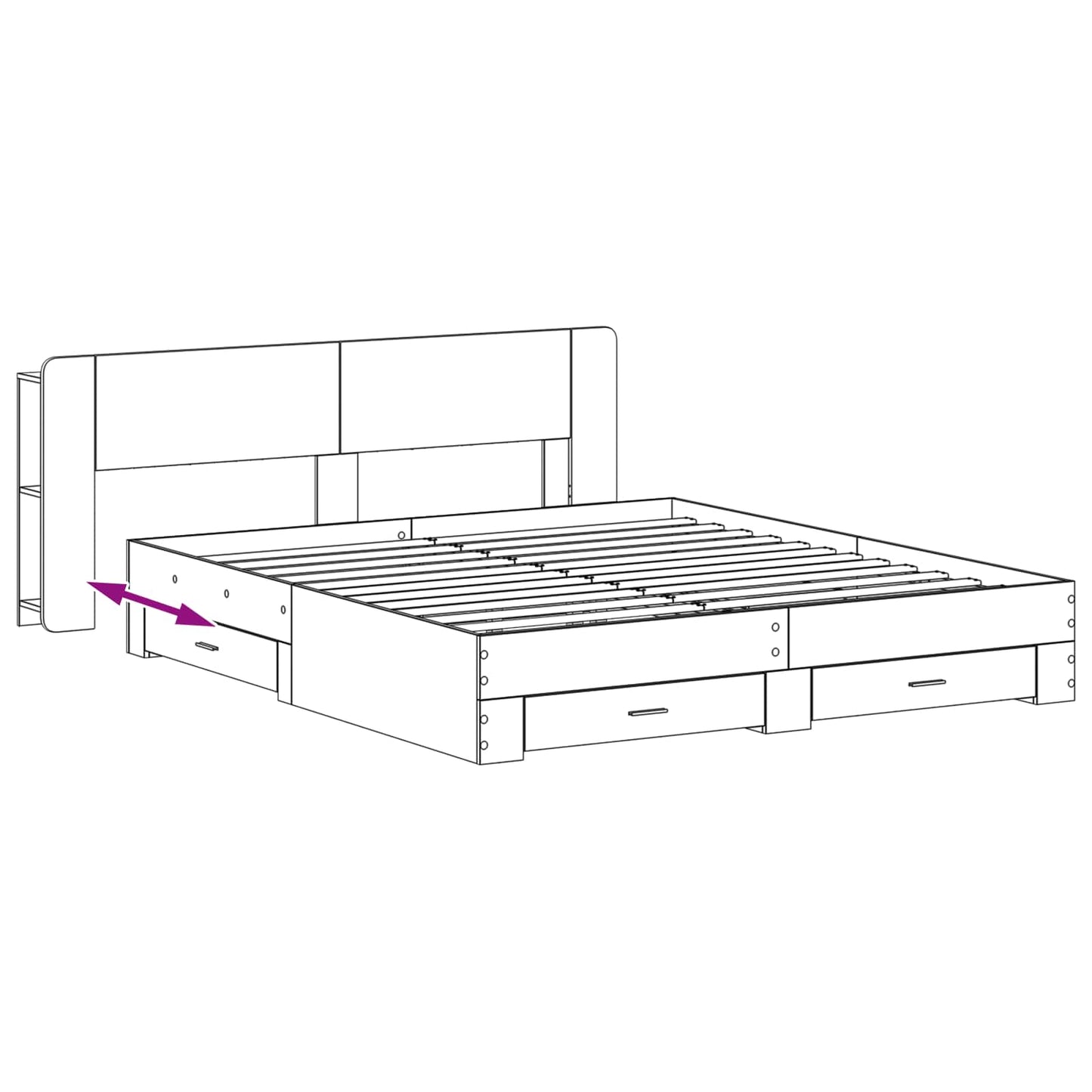 Telaio del letto con storage Sonoma grigio 200 x 200 cm | homemem39