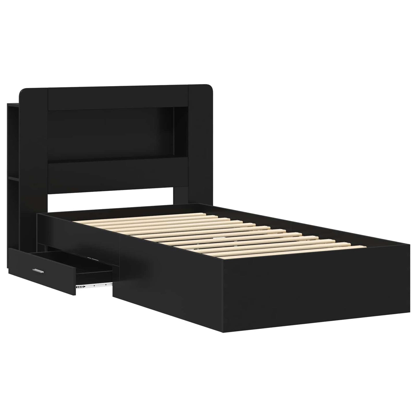 Telaio del letto con storage con testiera Nero 75 x 190 cm | homemem39