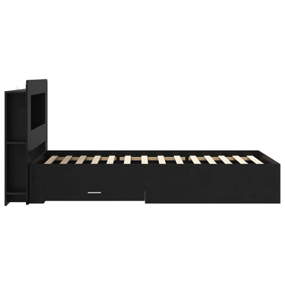 Telaio del letto con storage con testiera Nero 75 x 190 cm | homemem39