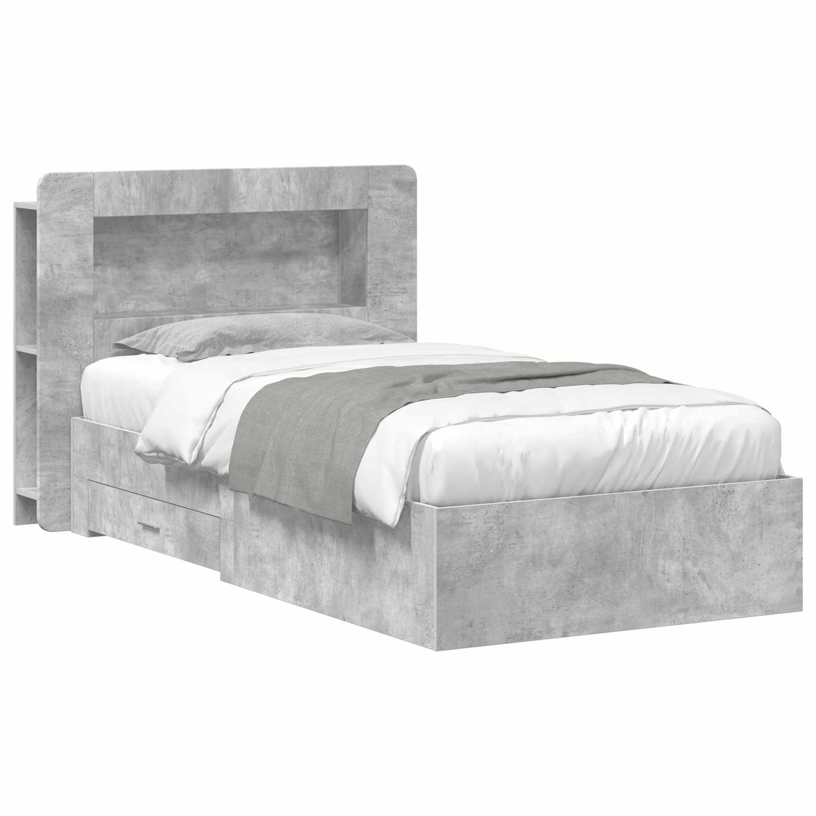 Telaio del letto con storage Grigio Cemento 75 x 190 cm | homemem39