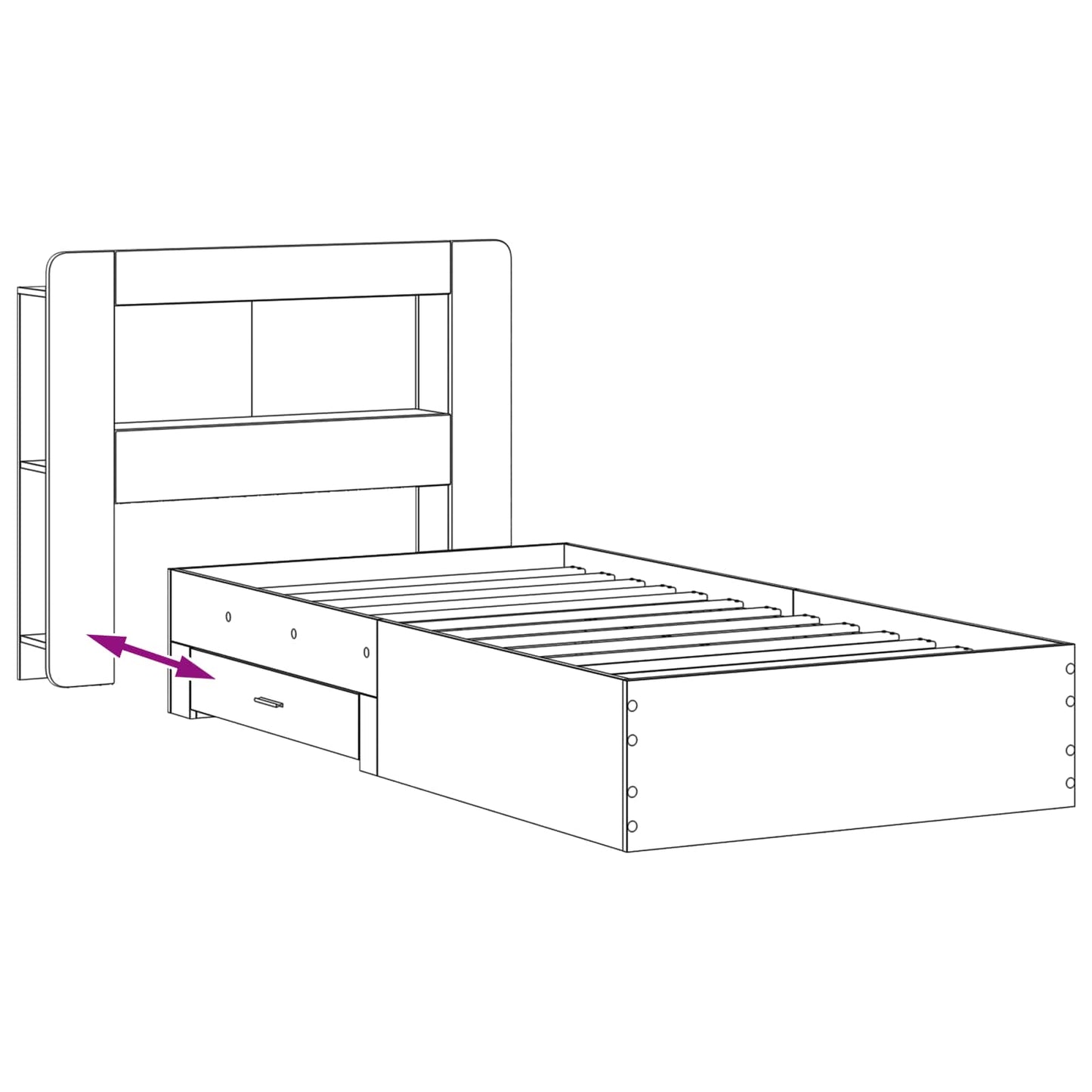 Telaio del letto con storage Grigio Cemento 75 x 190 cm | homemem39