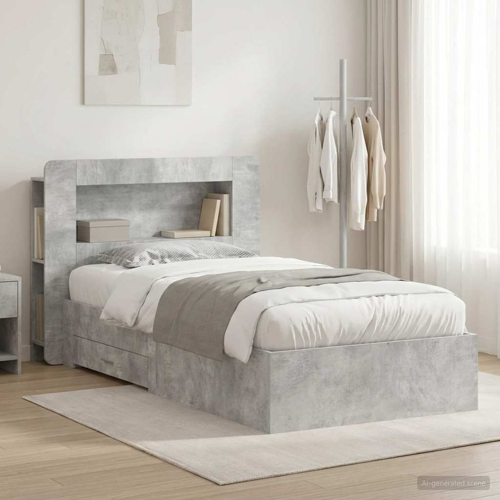 Telaio del letto con storage Grigio Cemento 80 x 200 cm | homemem39