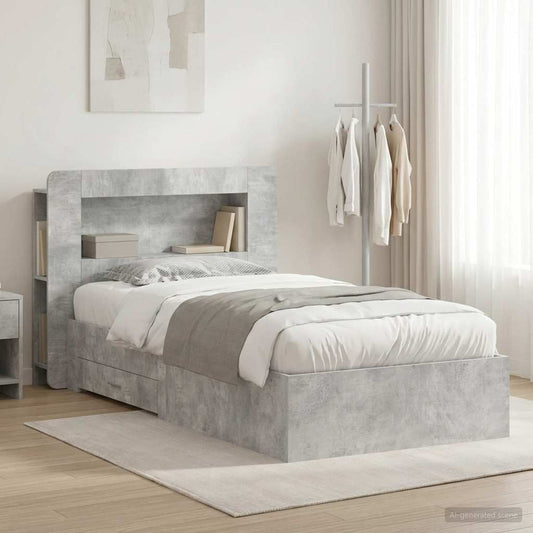 Telaio del letto con storage Grigio Cemento 80 x 200 cm | homemem39