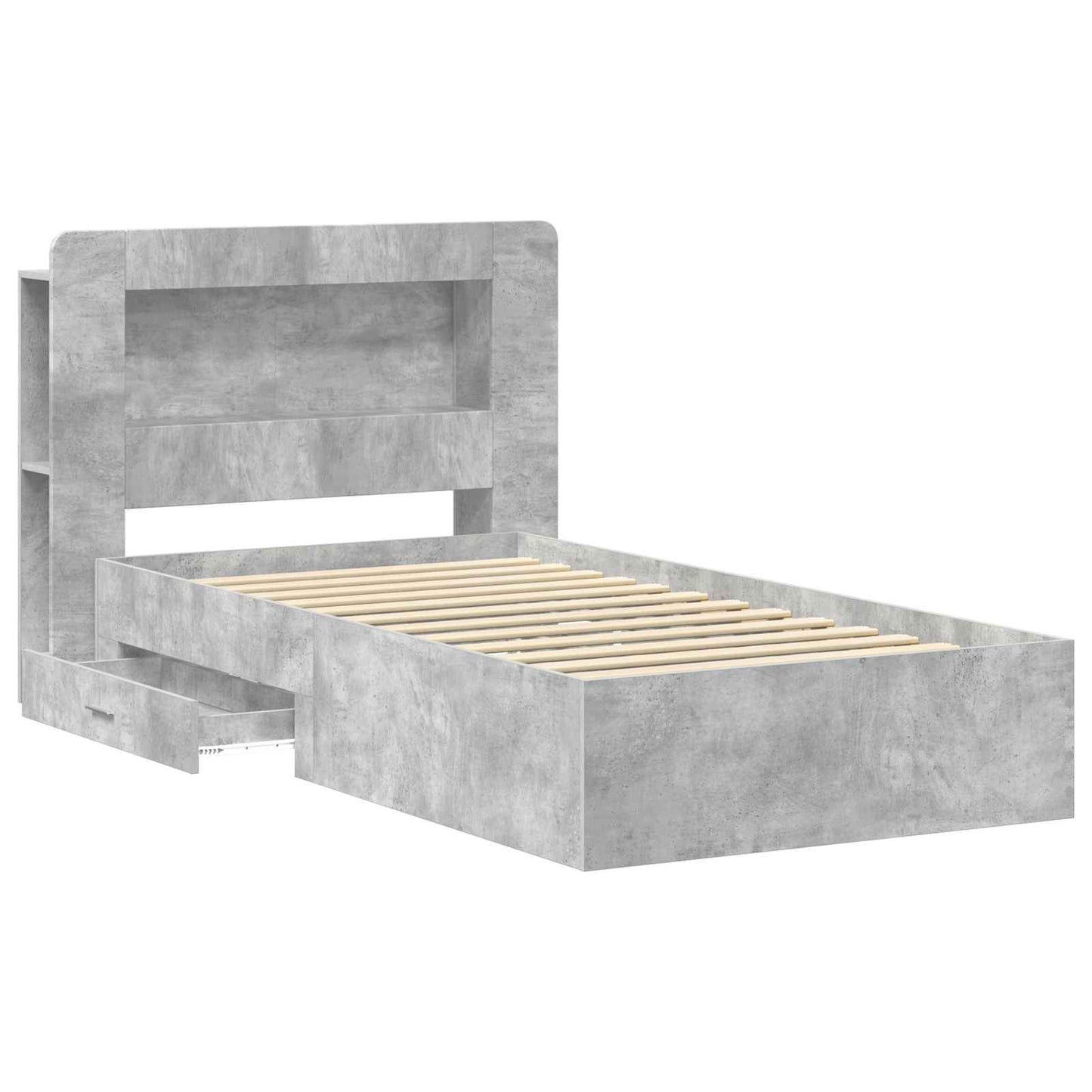 Telaio del letto con storage Grigio Cemento 80 x 200 cm | homemem39