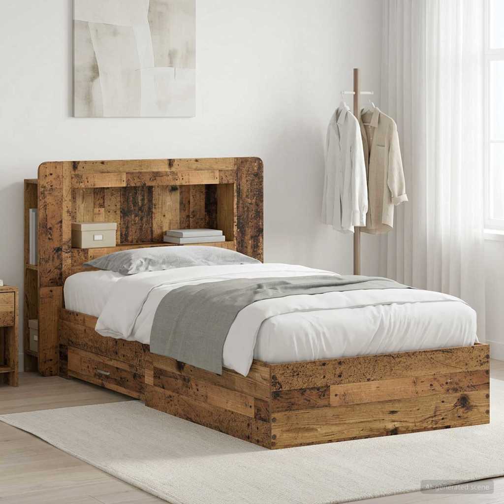 Telaio del letto con storage Legno antico 80 x 200 cm | homemem39