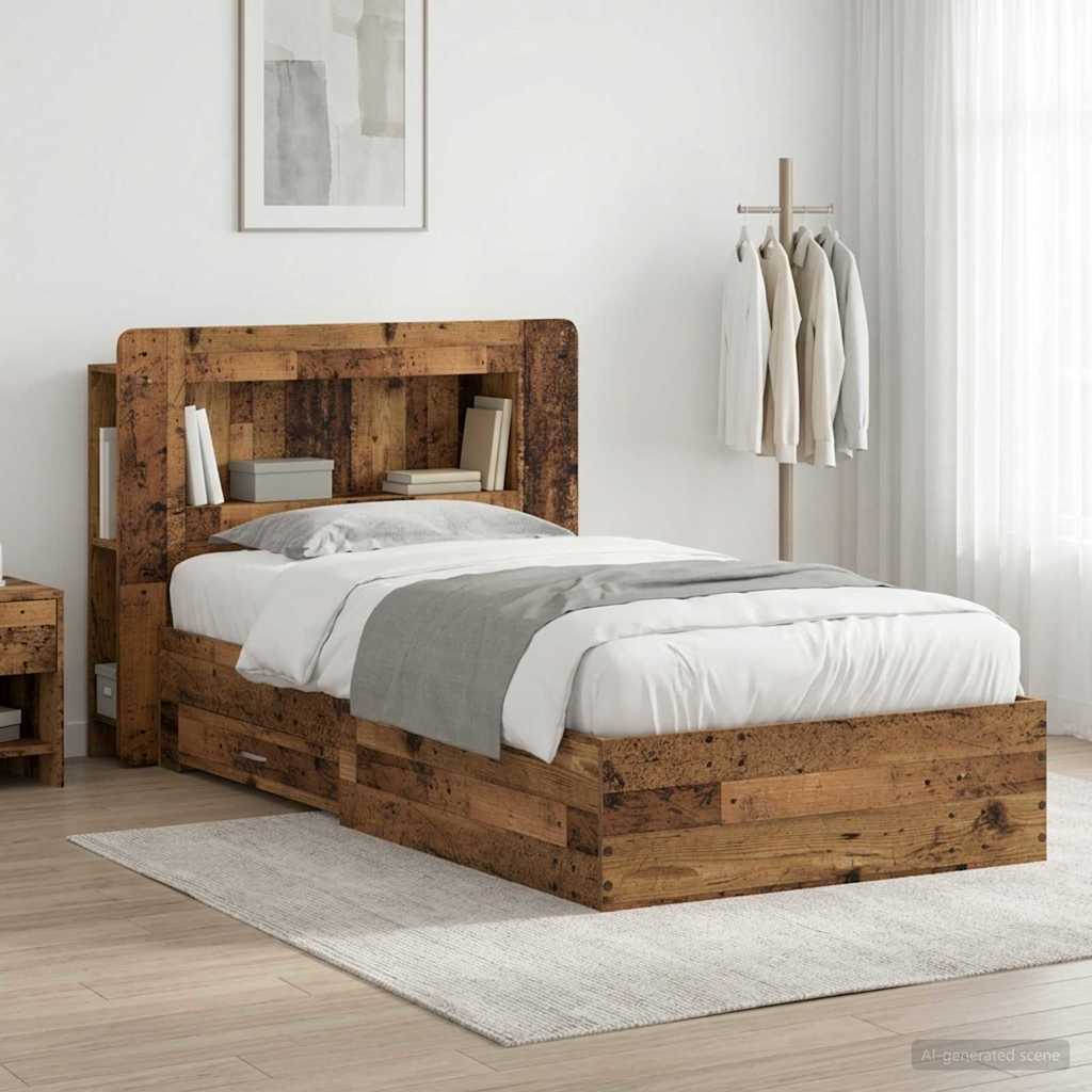 Telaio del letto con storage Legno antico 100 x 200 cm | homemem39