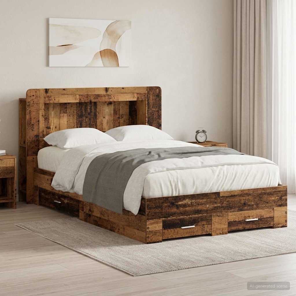 Telaio del letto con storage Legno antico 120 x 190 cm | homemem39