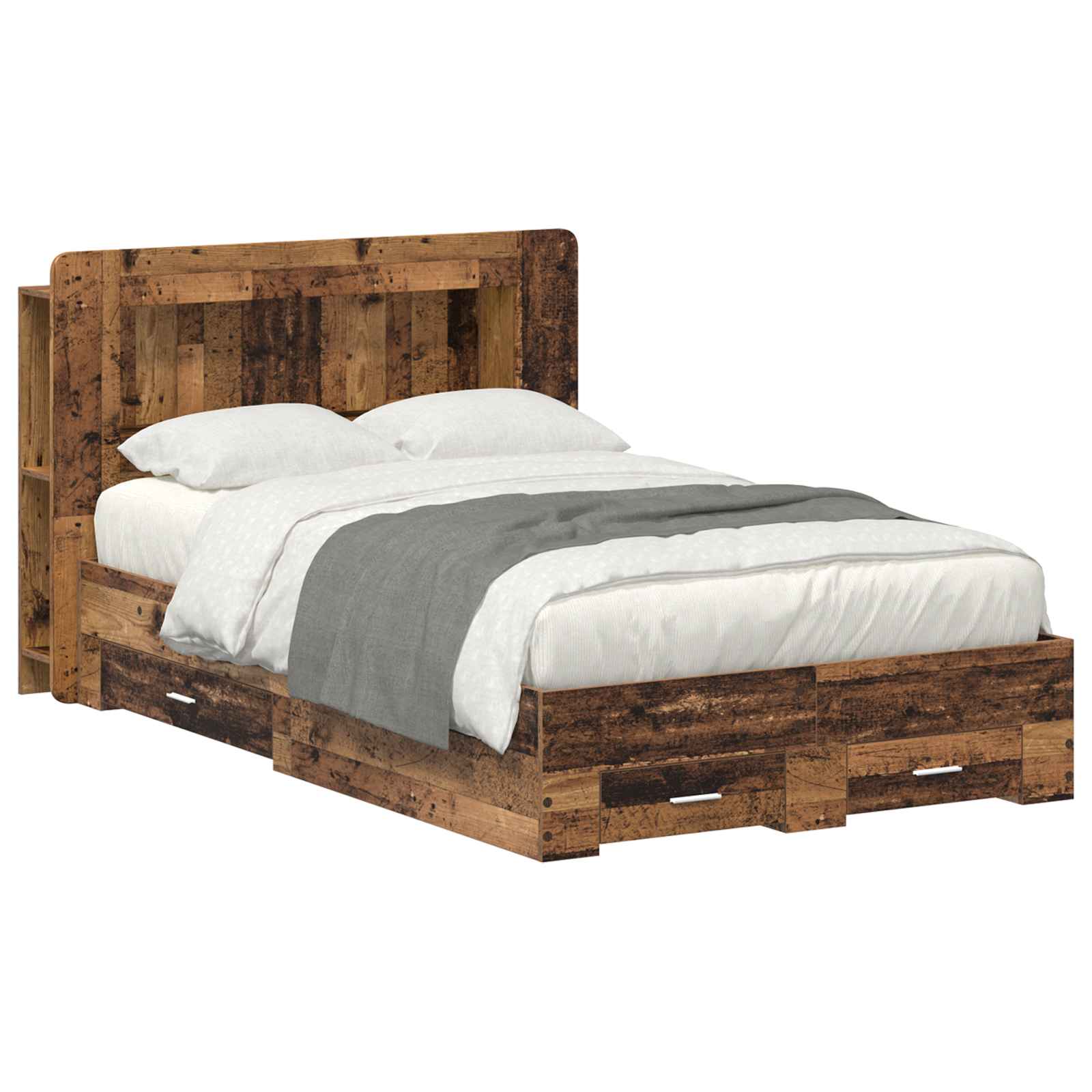 Telaio del letto con storage Legno antico 120 x 190 cm | homemem39