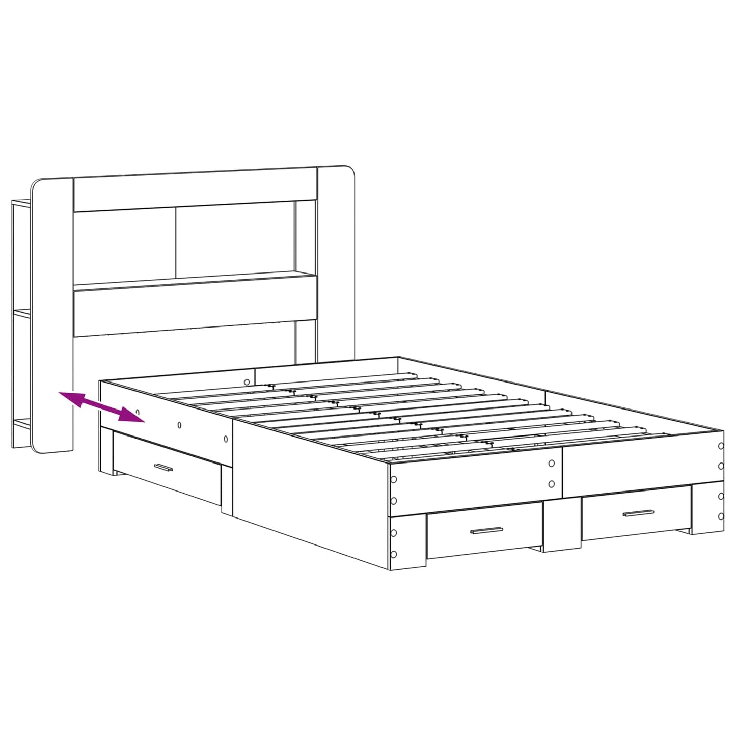 Telaio del letto con storage Legno antico 120 x 190 cm | homemem39