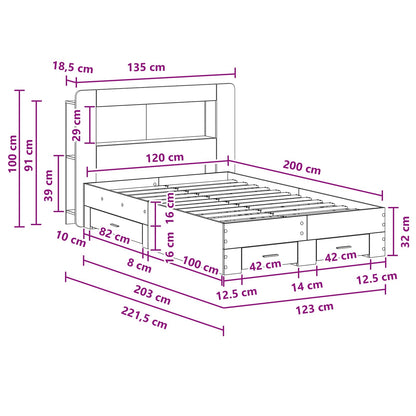 Telaio del letto con storage Rovere Sonoma 120 x 200 cm | homemem39