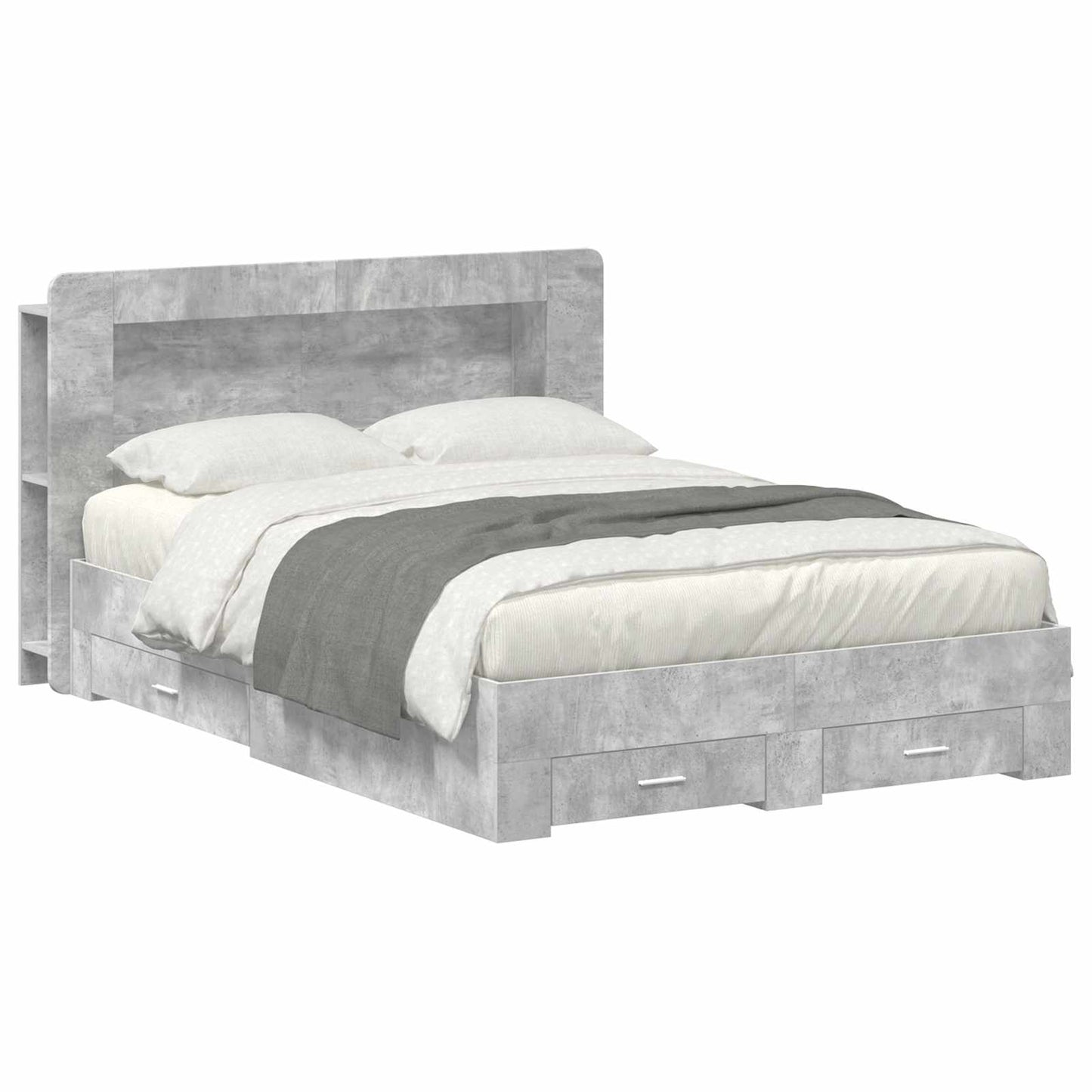 Telaio del letto con storage Grigio Cemento 150 x 200 cm | homemem39