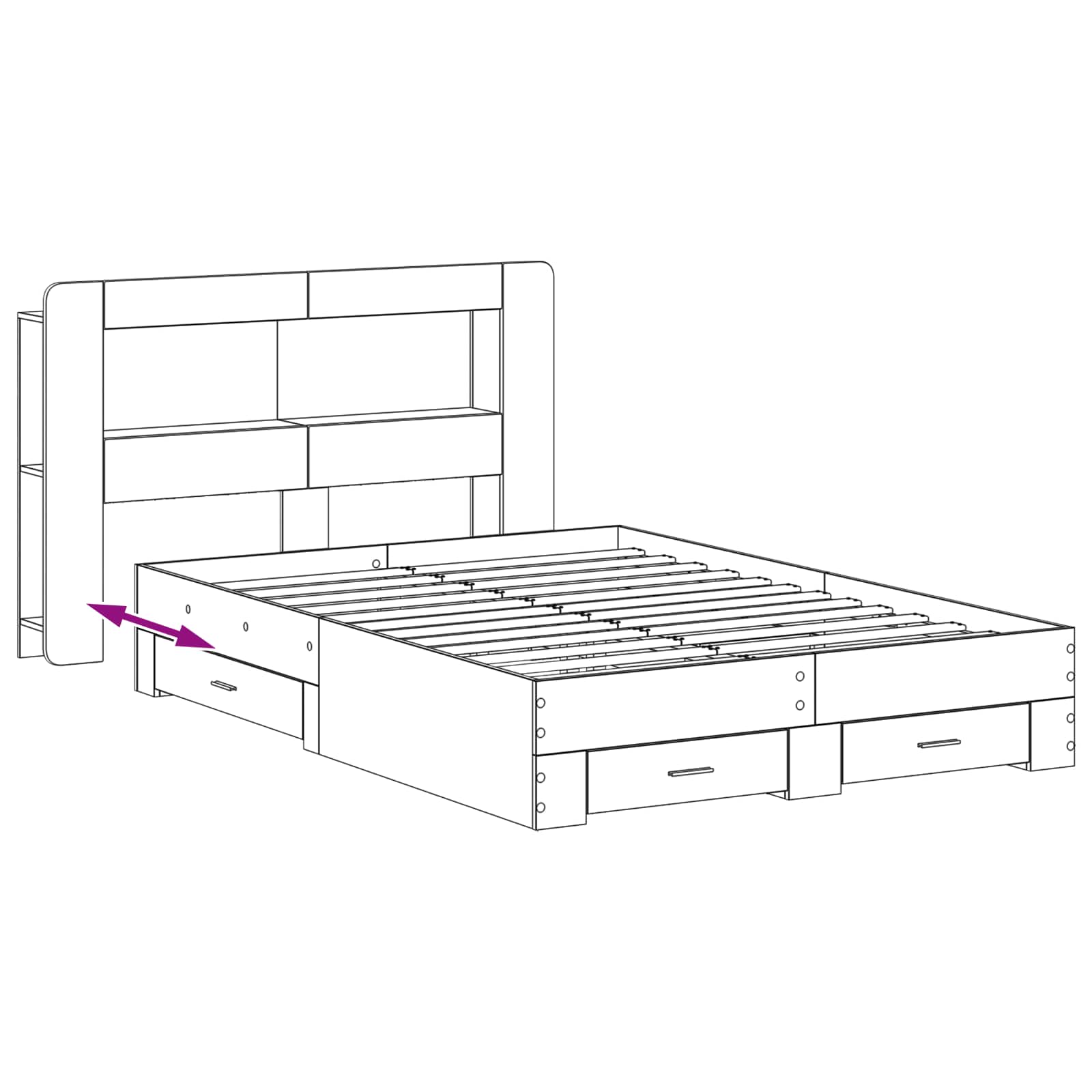 Telaio del letto con storage Grigio Cemento 150 x 200 cm | homemem39