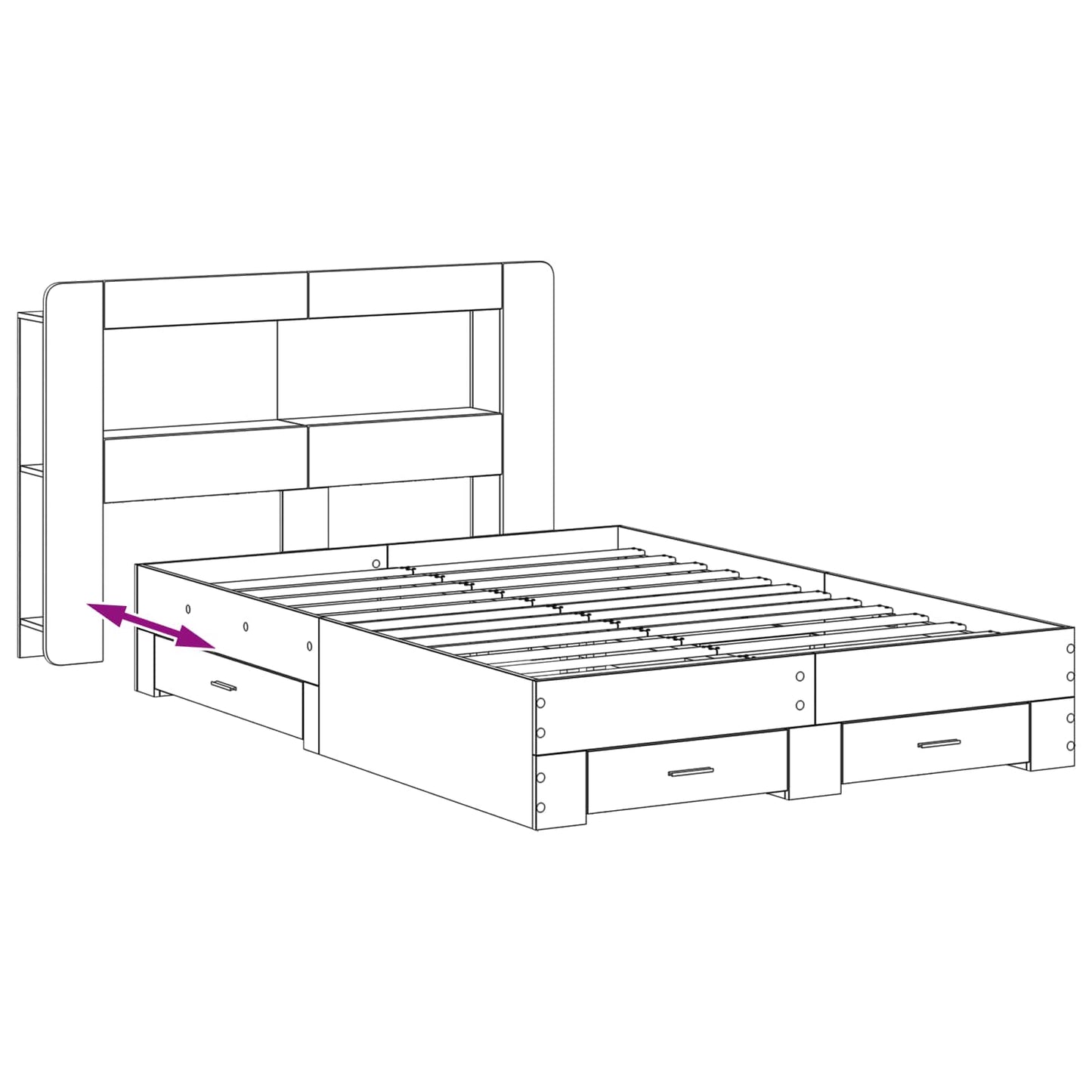 Telaio del letto con storage Rovere Fumo 150 x 200 cm | homemem39