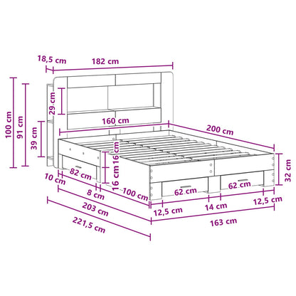 Telaio del letto con storage Grigio Cemento 160 x 200 cm | homemem39