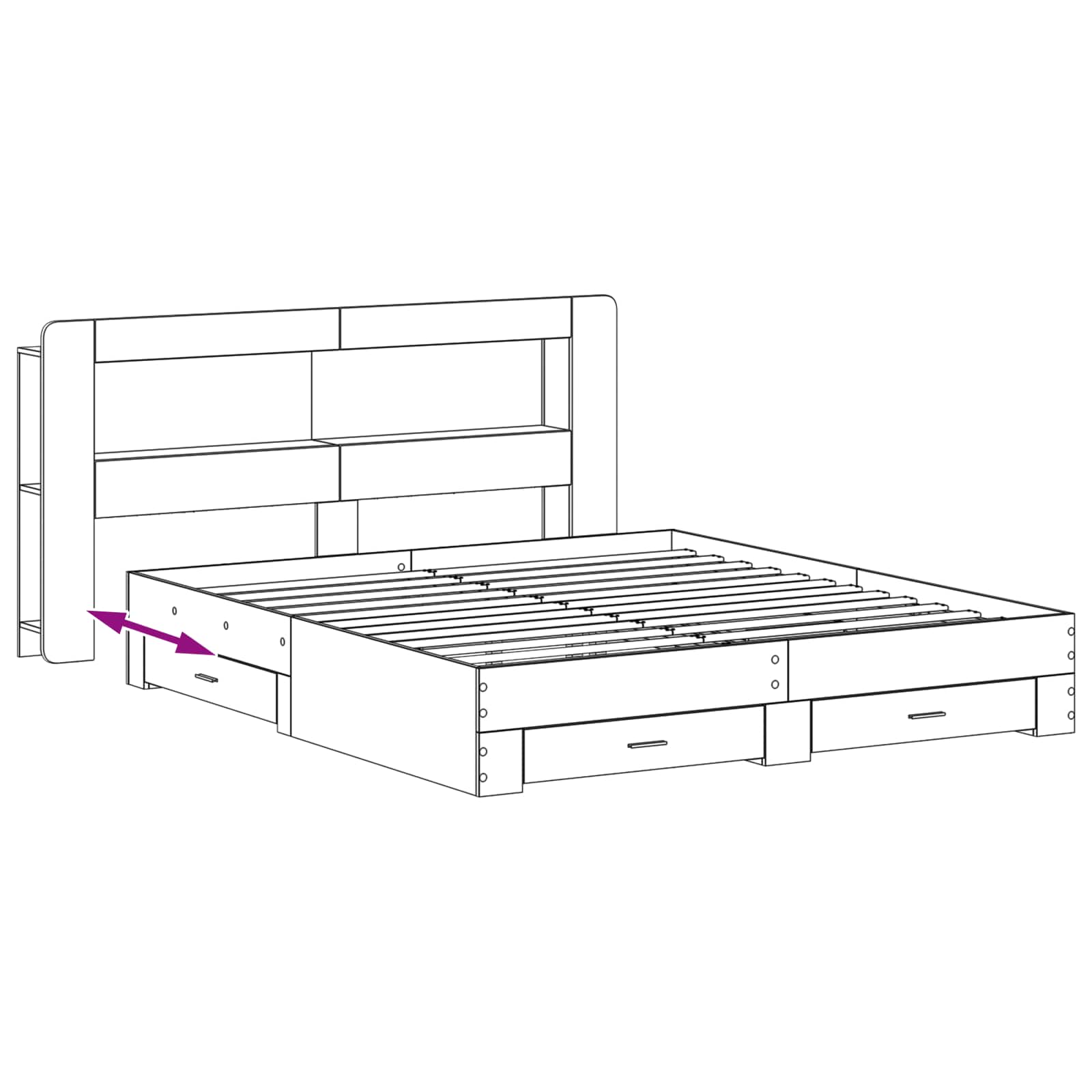 Telaio del letto con storage Grigio Cemento 200 x 200 cm | homemem39
