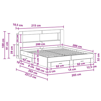 Telaio del letto con storage Grigio Cemento 200 x 200 cm | homemem39