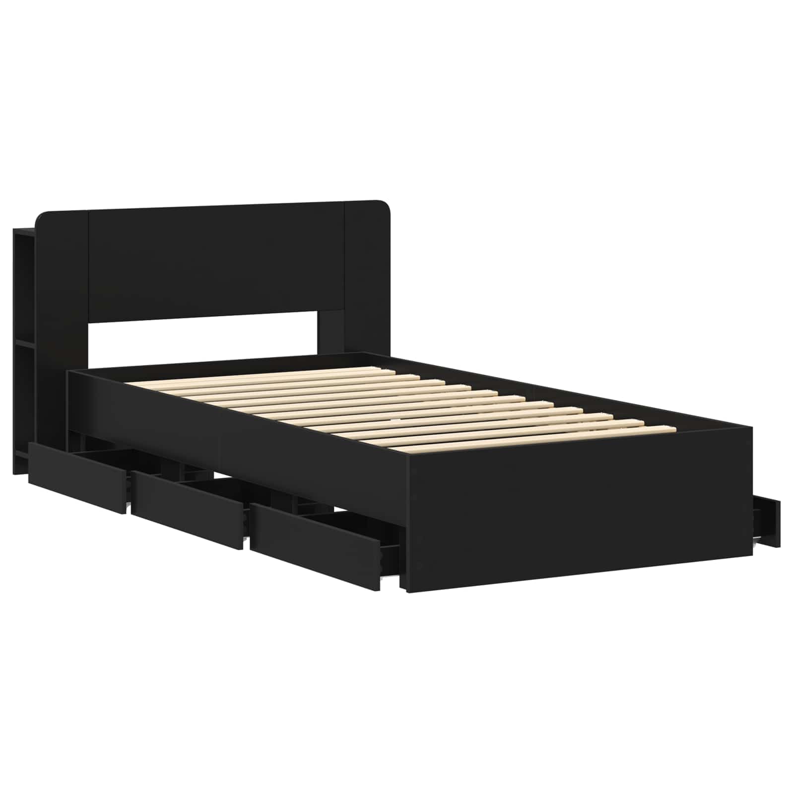 Telaio del letto con storage con testiera Nero 75 x 190 cm | homemem39
