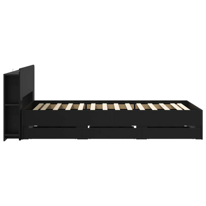 Telaio del letto con storage con testiera Nero 75 x 190 cm | homemem39