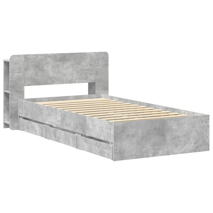 Telaio del letto con storage Grigio Cemento 75 x 190 cm | homemem39