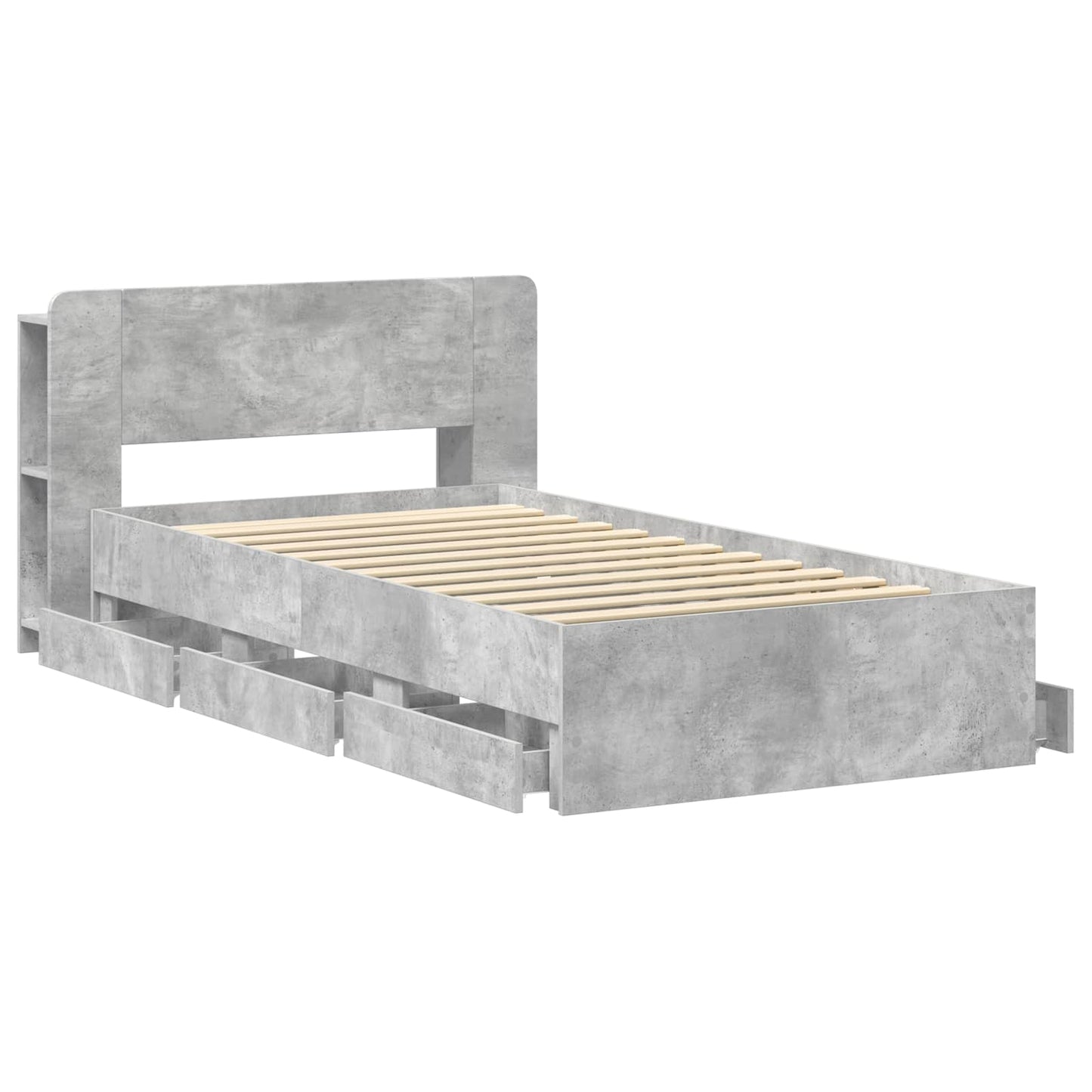 Telaio del letto con storage Grigio Cemento 75 x 190 cm | homemem39