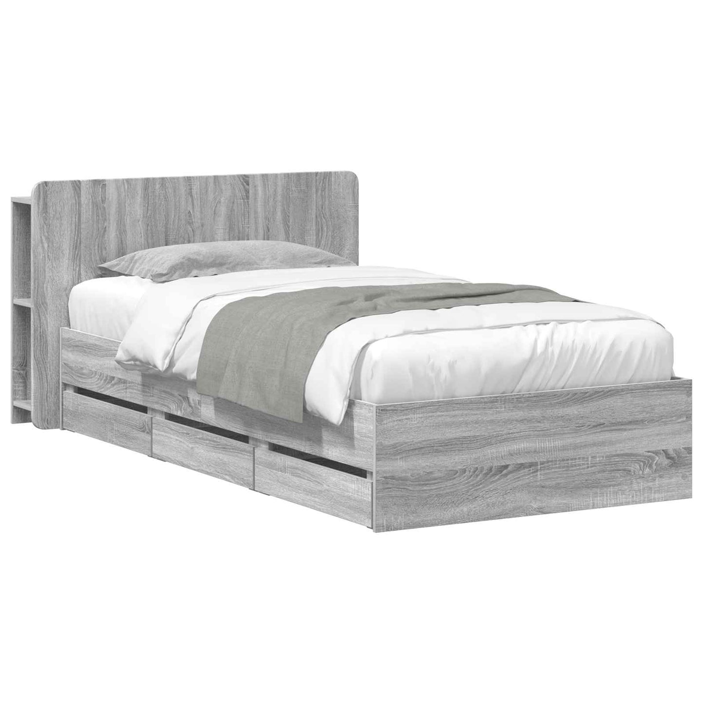Telaio del letto con storage Sonoma grigio 75 x 190 cm | homemem39