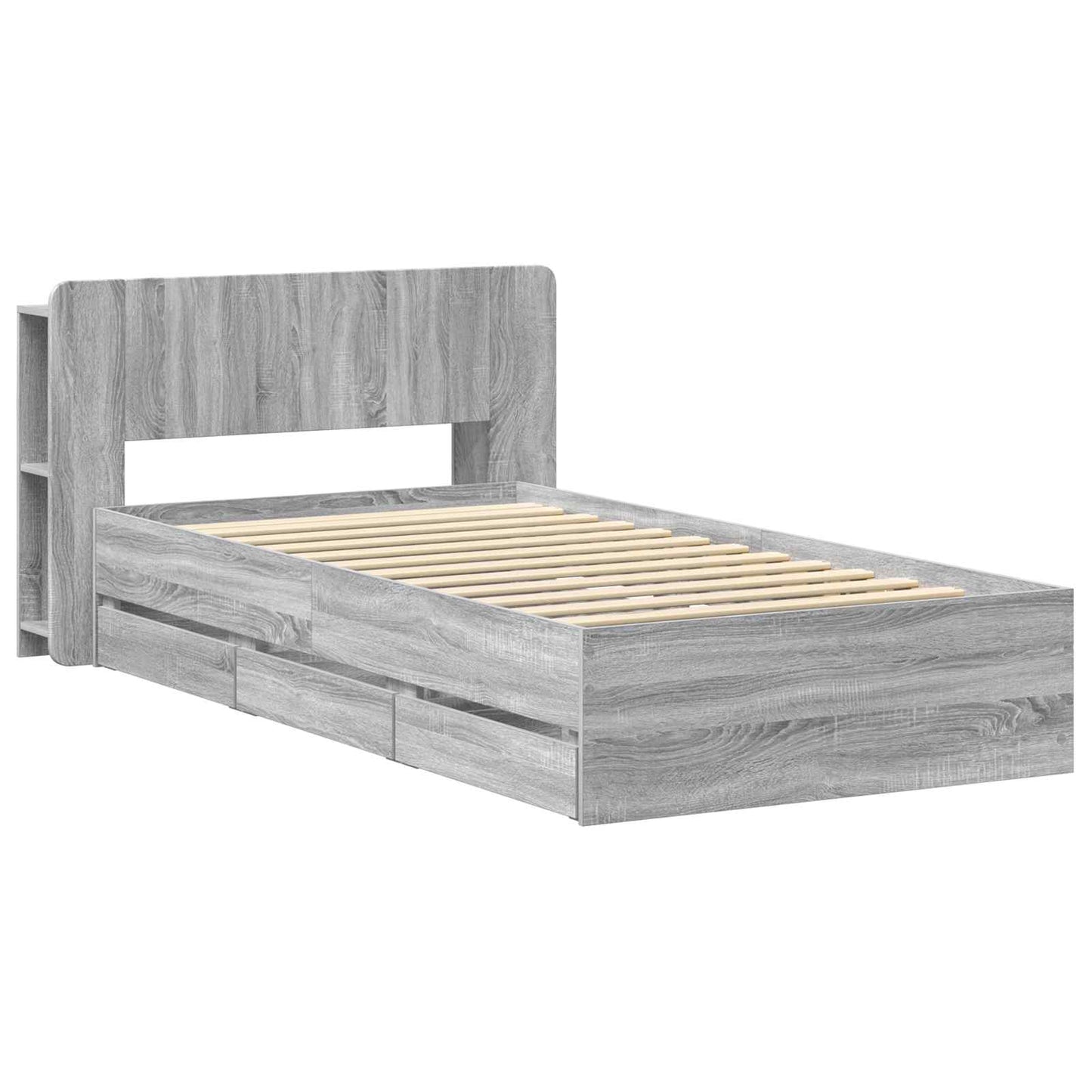 Telaio del letto con storage Sonoma grigio 75 x 190 cm | homemem39
