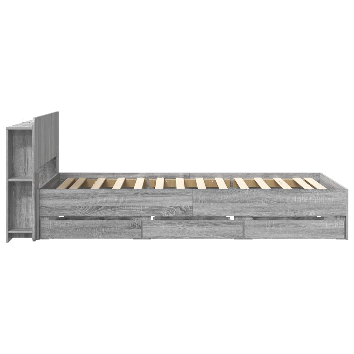Telaio del letto con storage Sonoma grigio 75 x 190 cm | homemem39
