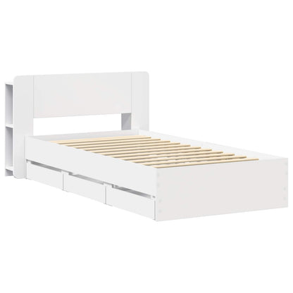 Telaio del letto con storage con testiera Bianco 75 x 190 cm