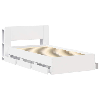 Telaio del letto con storage con testiera Bianco 75 x 190 cm