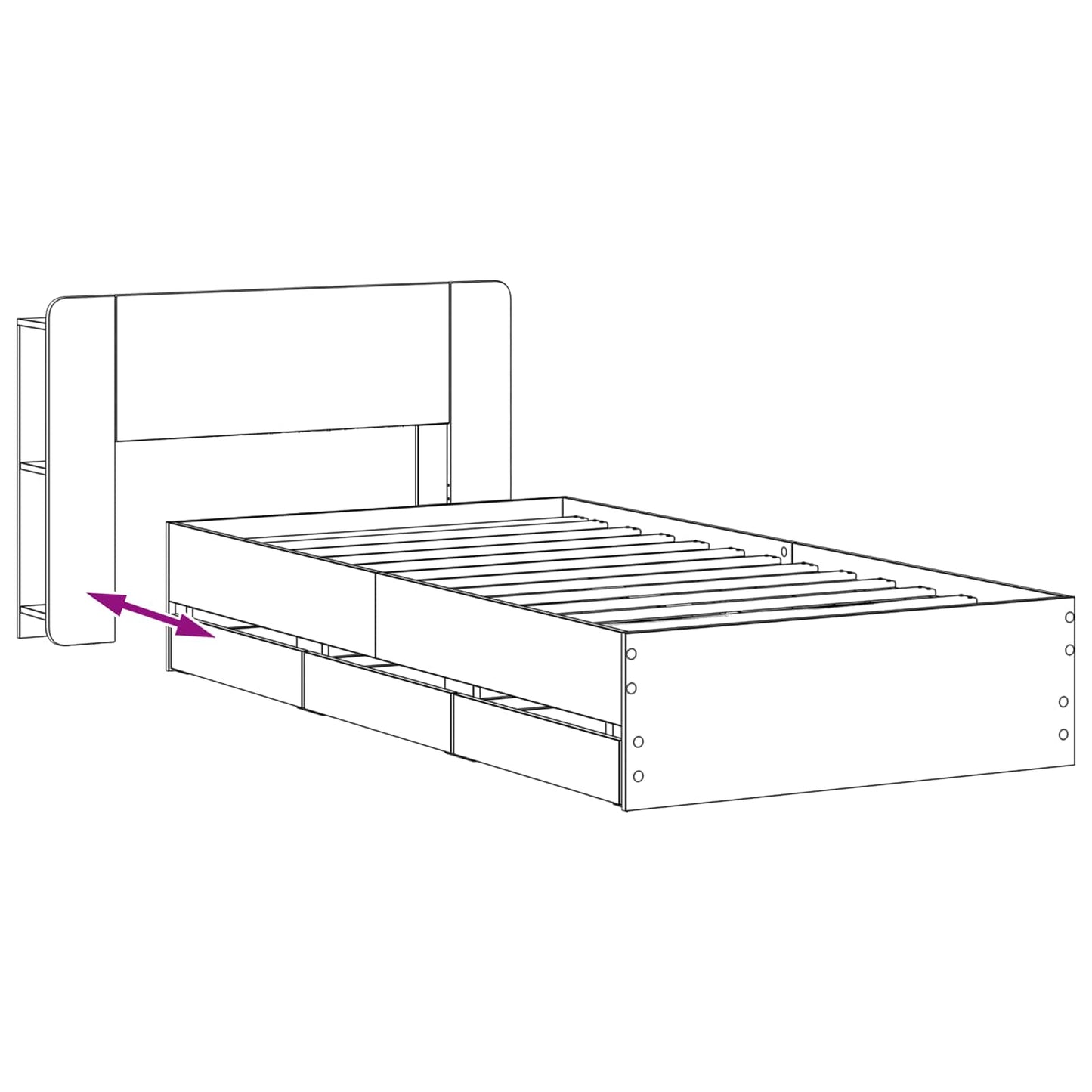 Telaio del letto con storage Grigio Cemento 80 x 200 cm | homemem39
