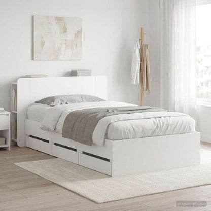 Telaio del letto con storage con testiera Bianco 80 x 200 cm | homemem39