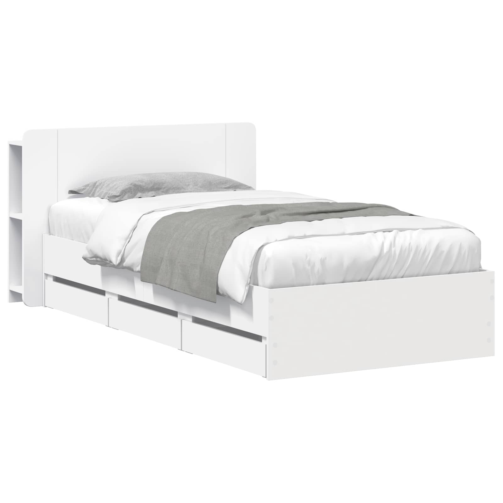 Telaio del letto con storage con testiera Bianco 80 x 200 cm | homemem39