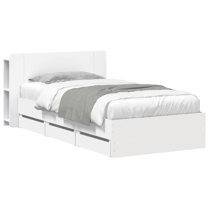 Telaio del letto con storage con testiera Bianco 80 x 200 cm | homemem39