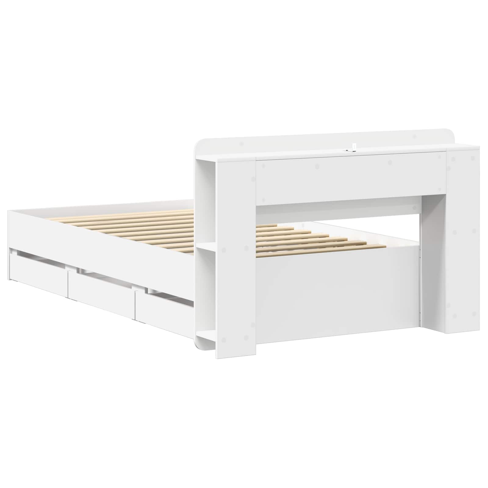 Telaio del letto con storage con testiera Bianco 80 x 200 cm | homemem39