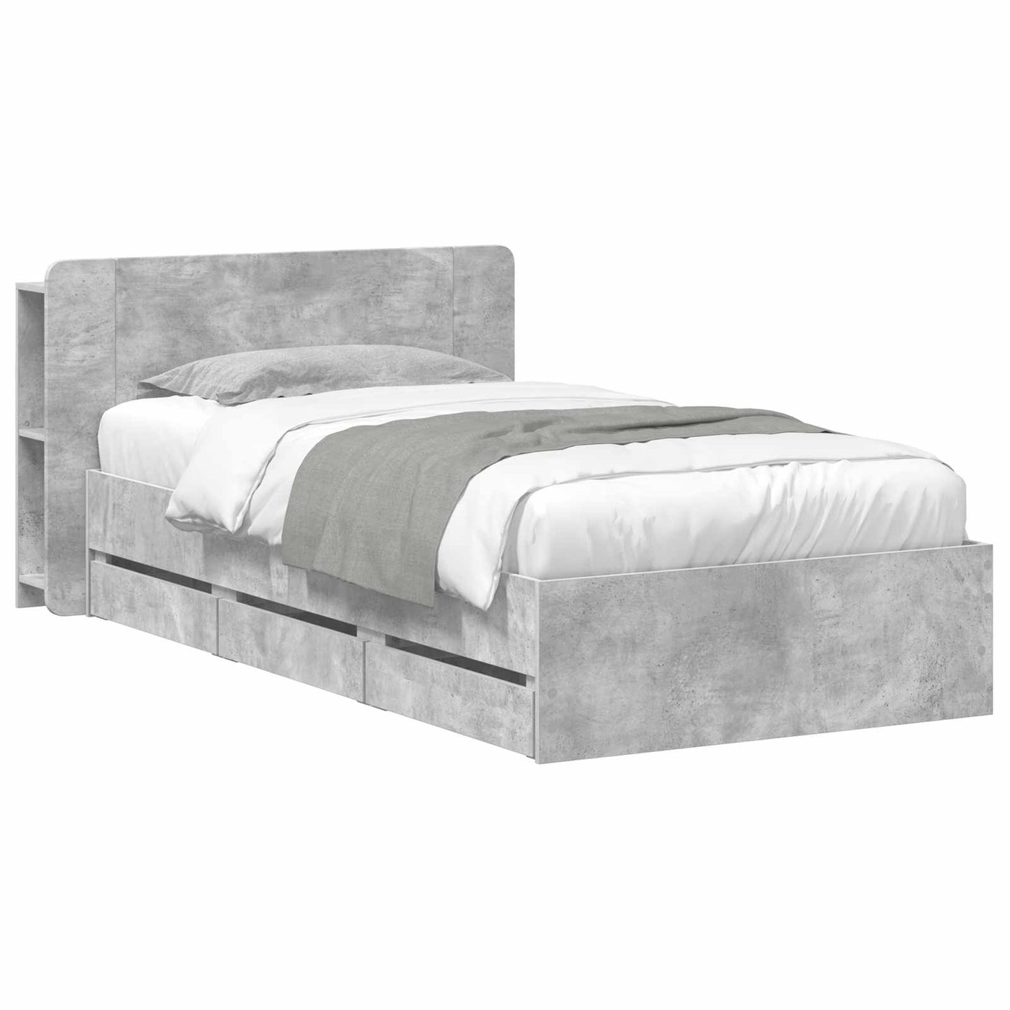 Telaio del letto con storage Grigio Cemento 90 x 190 cm | homemem39
