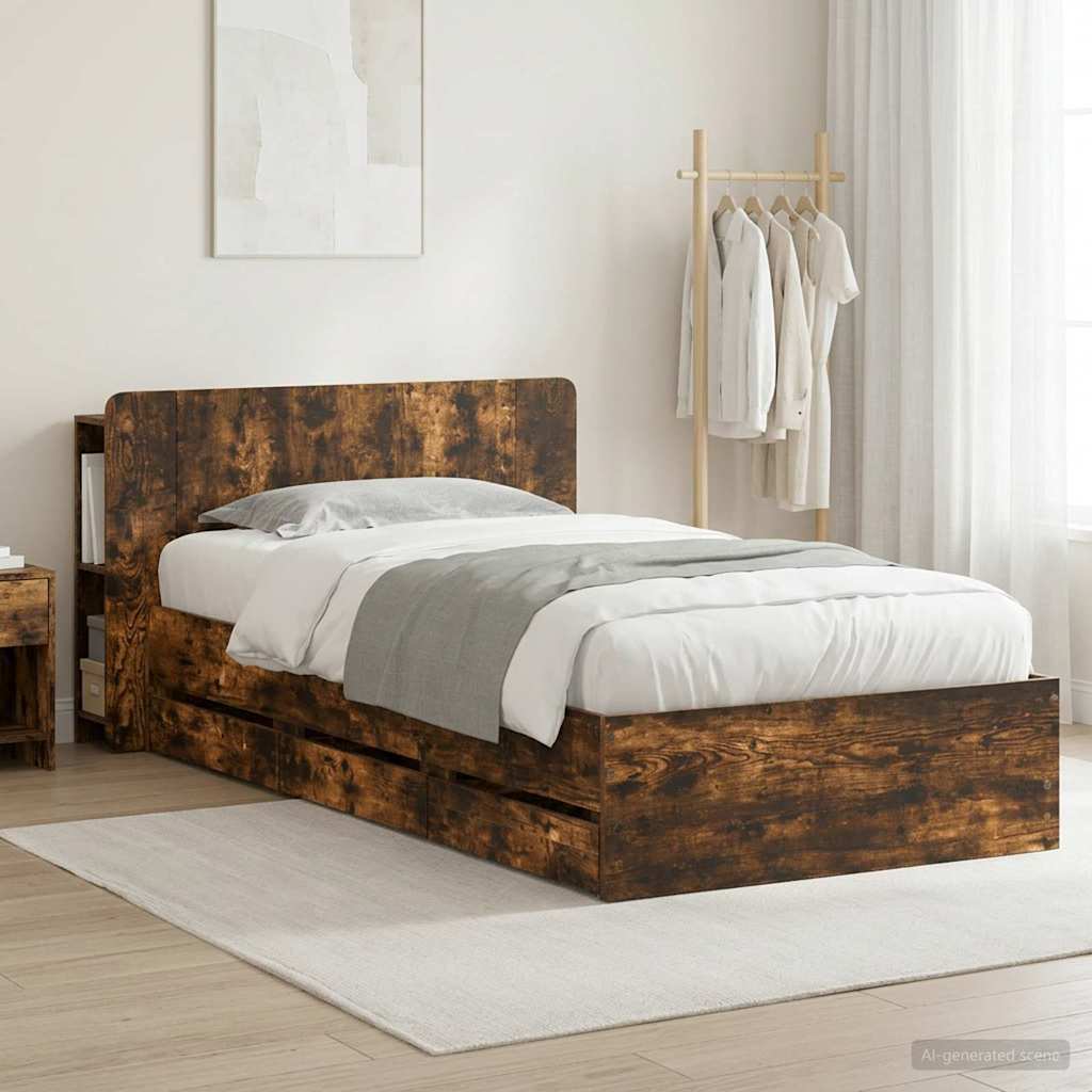 Telaio del letto con storage Rovere Fumo 90 x 190 cm | homemem39