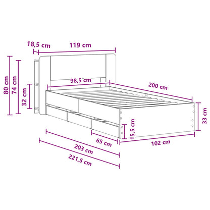 Telaio del letto con storage Rovere Fumo 100 x 200 cm | homemem39