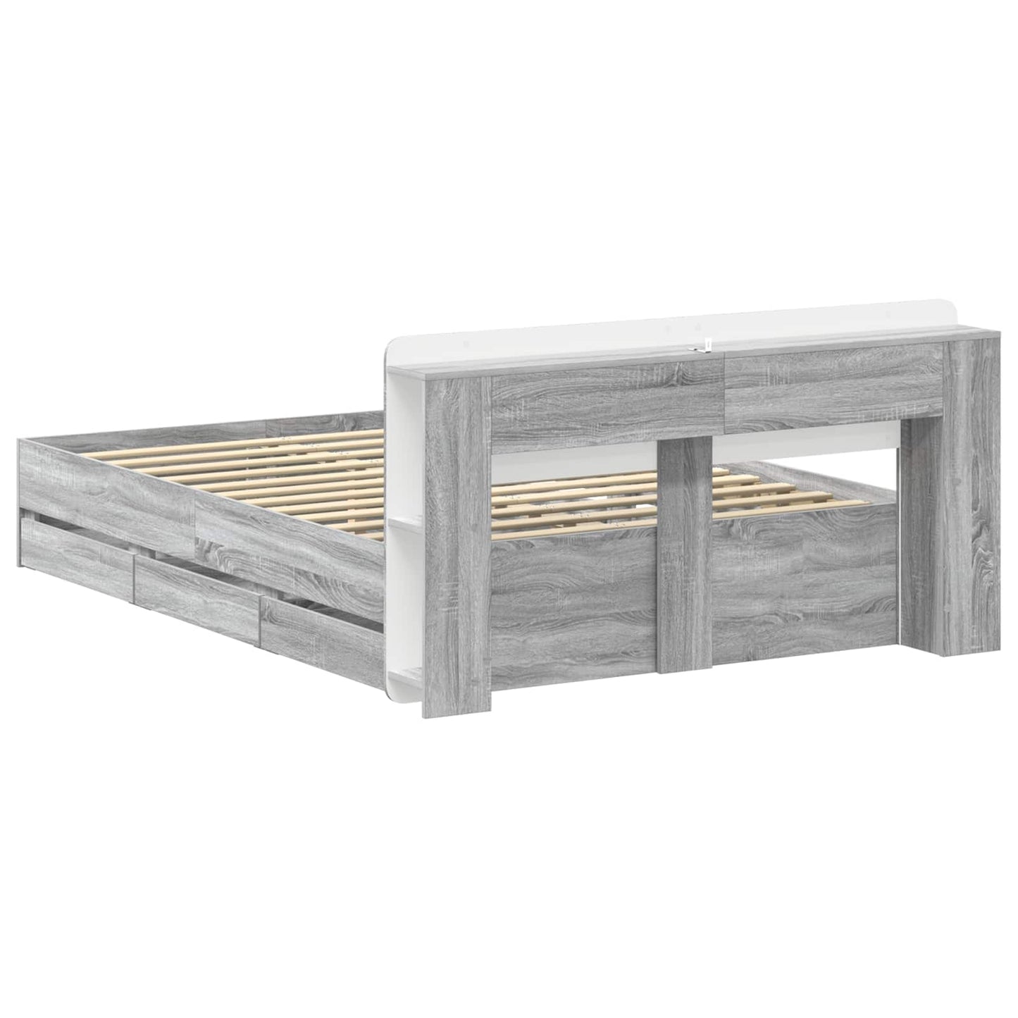 Telaio del letto con storage Sonoma grigio 140 x 200 cm | homemem39