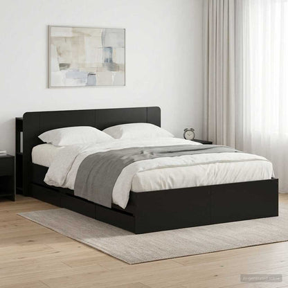 Telaio del letto con storage con testiera Nero 150 x 200 cm | homemem39