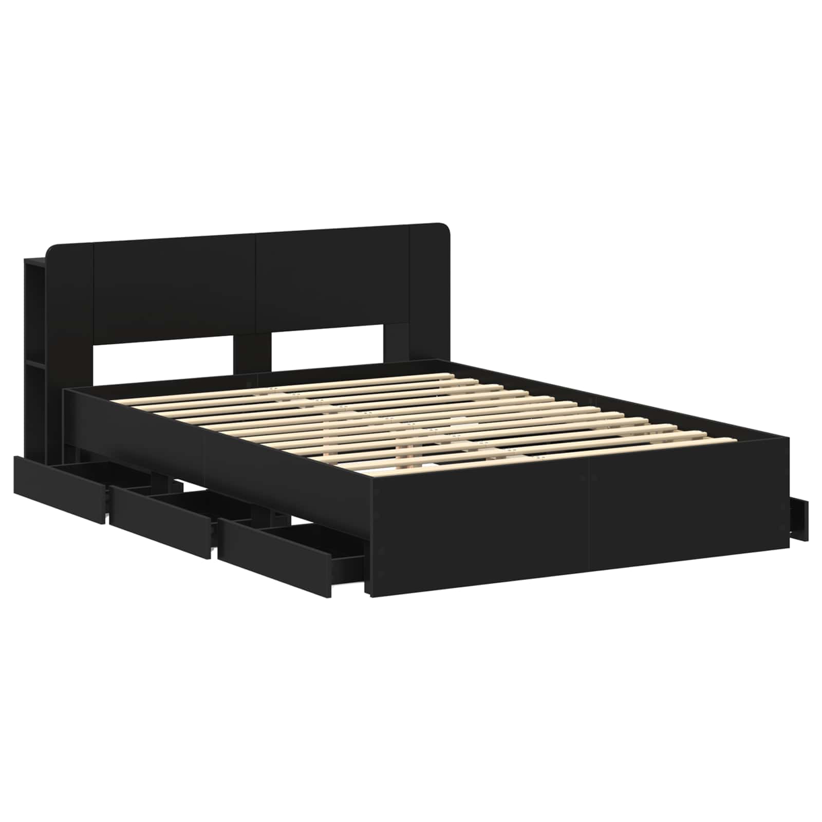 Telaio del letto con storage con testiera Nero 150 x 200 cm | homemem39